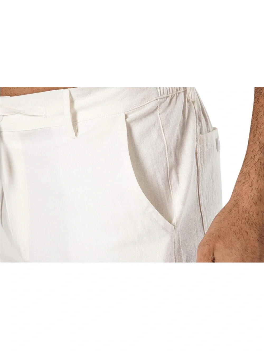 Linen Drawstring Elastic Waist Relaxed Fit Casual Beach Trousers